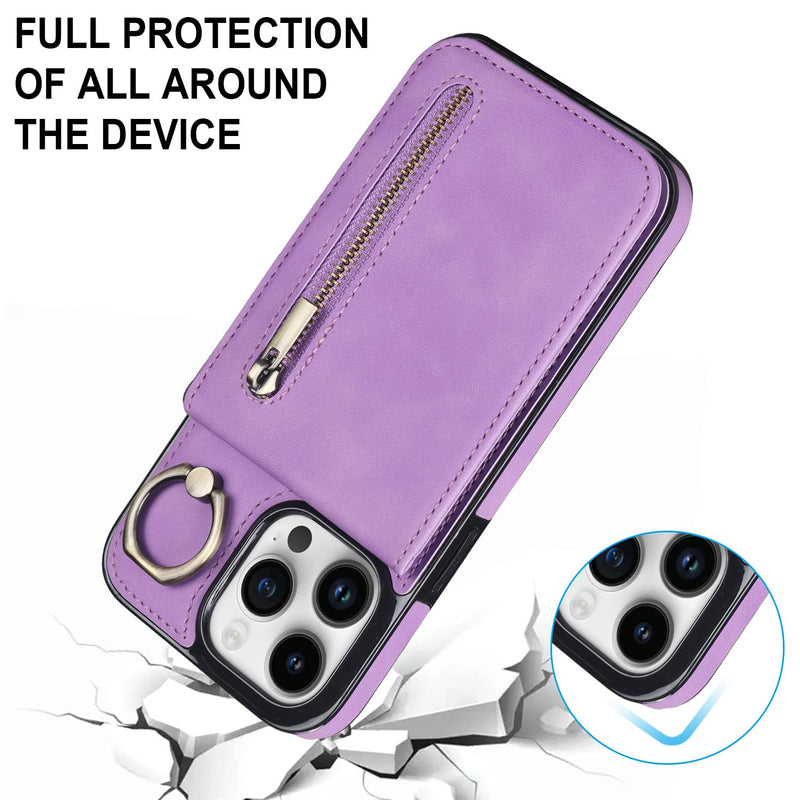  [AUSTRALIA] - Nunwiza for iPhone 14 Pro Max Case Wallet with Card Holder, Leather Protective Case Purse with Ring Holder for Apple iPhone 14 Pro Max 6.7 inch Purple iPhone 14 Pro Max 6.7"