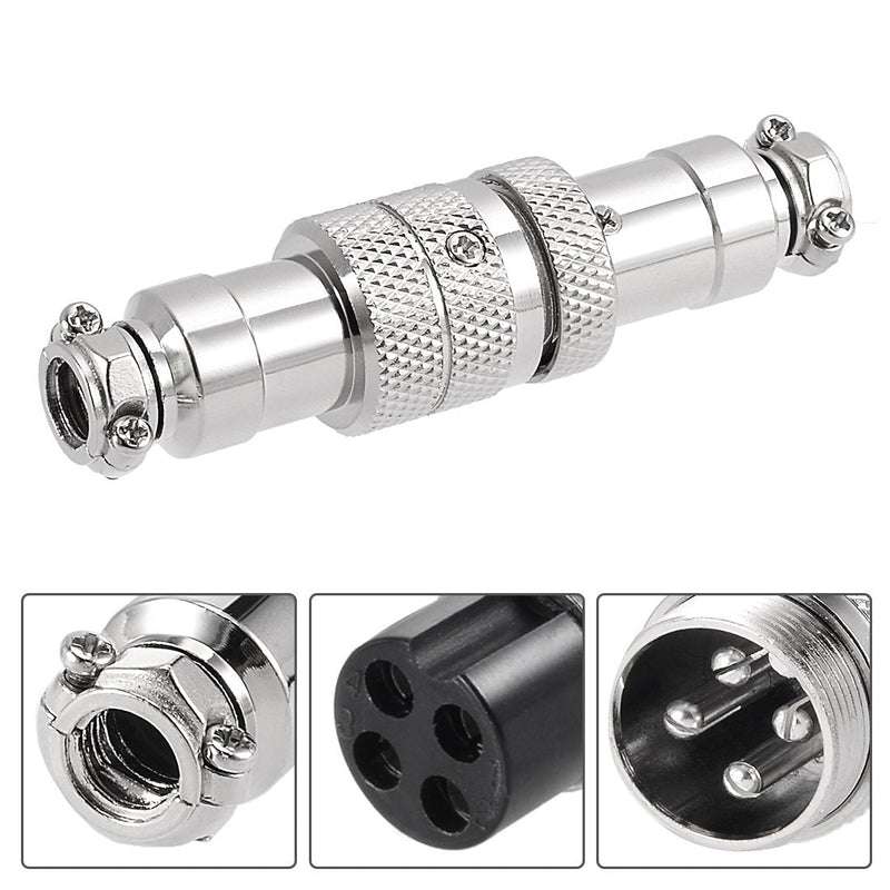  [AUSTRALIA] - uxcell Aviation Connector, 16mm 4Terminals 5A 125V GX16-4 Waterproof Female/Male Wire Panel Power Chassis Metal Fittings Connector Aviation Silver Tone