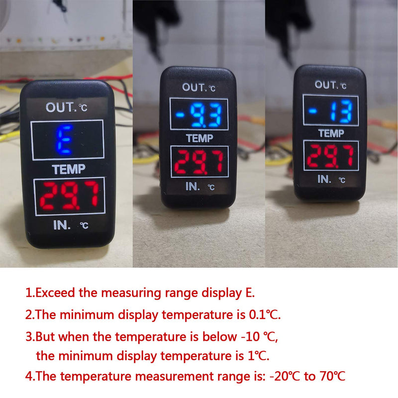  [AUSTRALIA] - Car Internal and External Temperature Display, Celsius Temperature, Dual Temperature Sensors Use for Toyota Hilux VIGO,Coaster,Corolla ex,Yaris(Type B) Celsius Temperature (Type B) 1