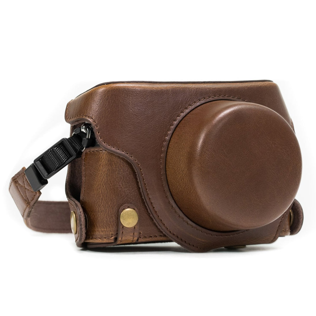  [AUSTRALIA] - MegaGear Ever Ready Protective Leather Camera Case, Bag for Panasonic LUMIX LX100, DMC-LX100 Camera (Dark Brown)