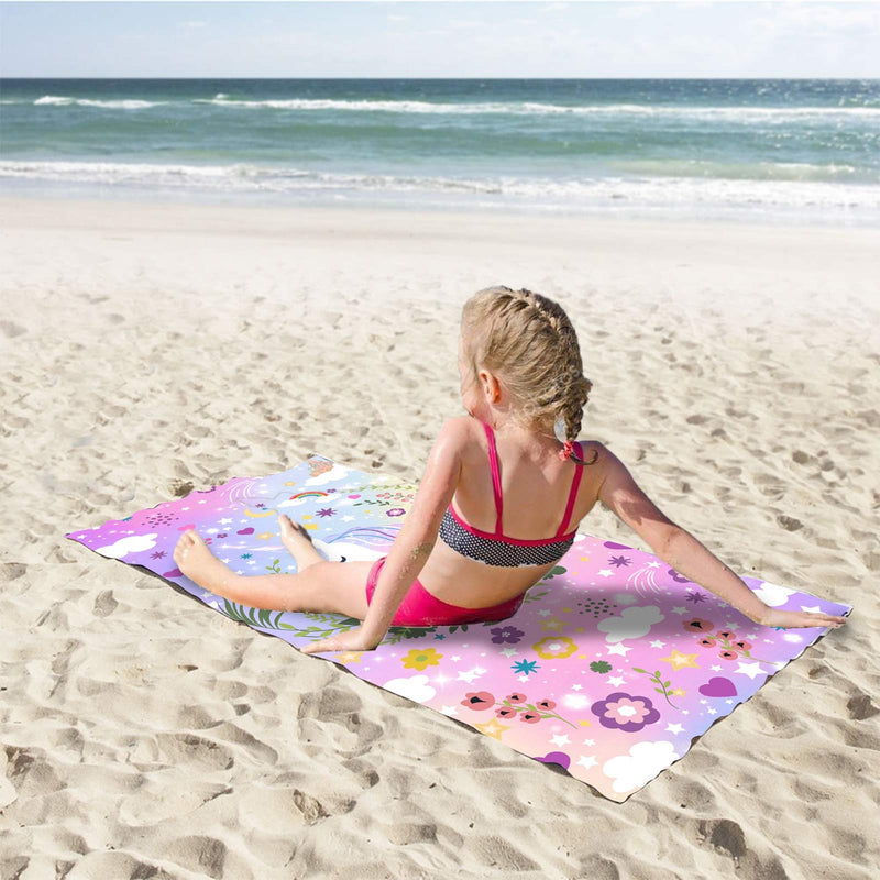 [AUSTRALIA] - Hexagram Unicorn Beach Towel,Cute Pink Microfiber Kids Bath Towel for Girls,Sand Free and Quick Dry Large Pool Towels Oversized 30"x 60" Unicorn Pattern Blanket for Travel 30x60 inch