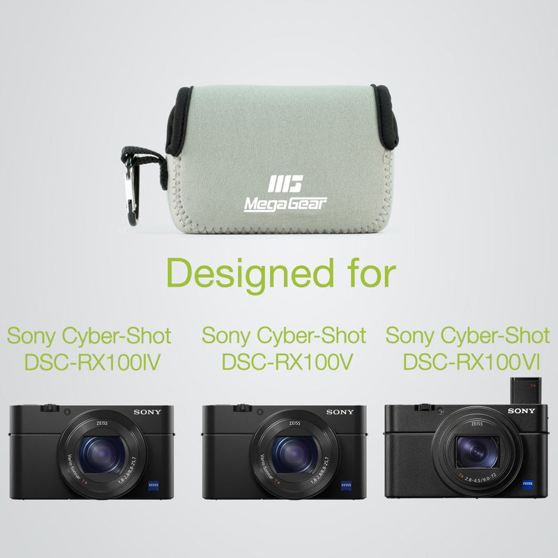  [AUSTRALIA] - MegaGear MG084 Sony Cyber-shot DSC-RX100 VII, Cyber-shot DSC-RX100 VI, DSC-RX100 V, DSC-RX100 IV, DSC-RX100 III, DSC-RX100 II Ultra Light Neoprene Camera Case - Gray