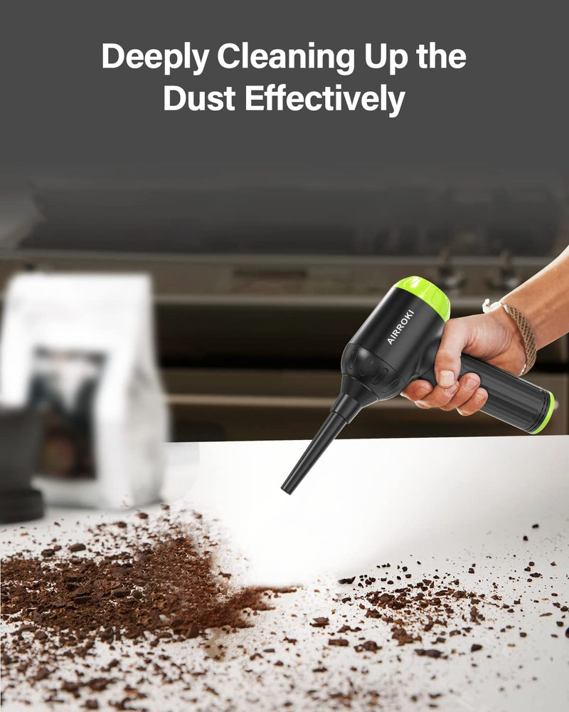  [AUSTRALIA] - Compressed-Air-Duster-Electric-Air-Duster for Computers - 90000RPM 3 Speeds-Powerful Cordless Compressed Air - 7500mAh Rechargeable Battery Air Duster TI25002-GRN