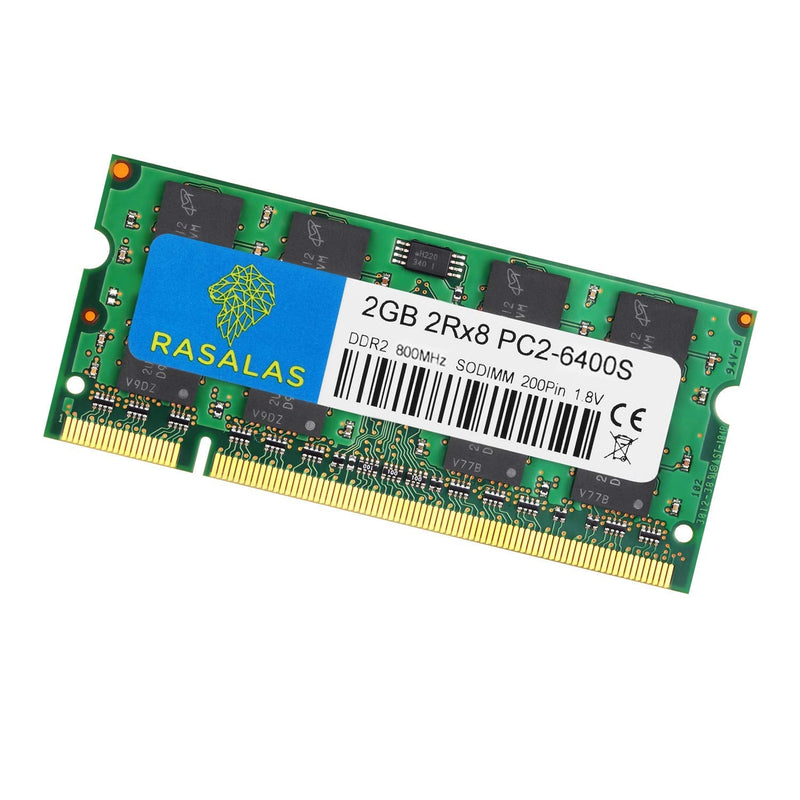  [AUSTRALIA] - Rasalas DDR2 PC2-6400 DDR2 800 Sodimm DDR2 4GB Kit (2x2GB) PC2 6400S 2RX8 1.8V CL6 RAM Memory Modules for Laptop Computer PC2 6400 4GB Kit (2GBx2) Sodimm Green