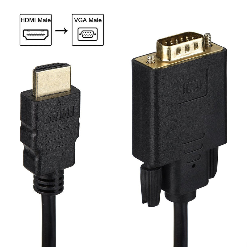  [AUSTRALIA] - HDMI to VGA, 2 Pack HDMI to VGA Cable (Male to Male) Compatible for Computer, Desktop, Laptop, PC, Monitor, Projector, HDTV, Chromebook, Raspberry Pi, Roku, Xbox and More 6 Feet