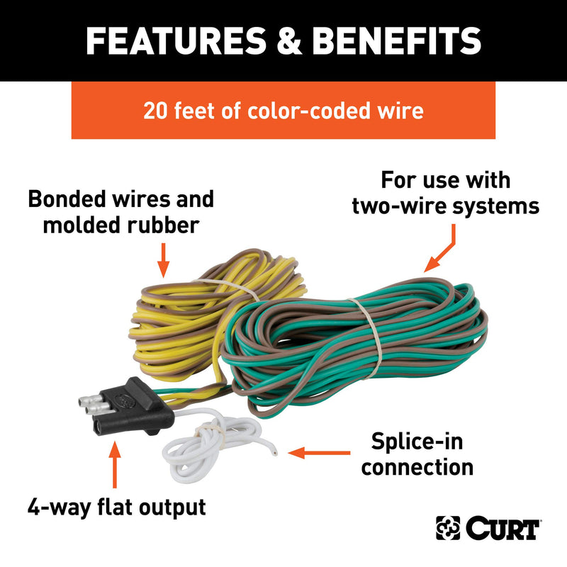  [AUSTRALIA] - CURT 57220 Trailer-Side 4-Pin Flat Wiring Harness with 20-Foot Wires