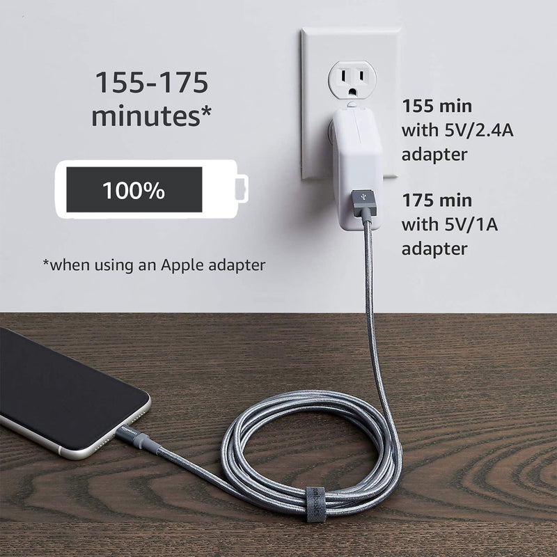 Amazon Basics Nylon USB-A to Lightning Cable Cord, MFi Certified Charger for Apple iPhone, iPad, Dark Gray, 3-Ft 3 Foot 1-Pack - LeoForward Australia