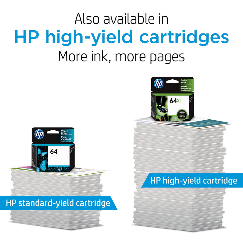 Original HP 64 Black Ink Cartridge | Works with HP ENVY Photo 6200, 7100, 7800 Series | Eligible for Instant Ink | N9J90AN - LeoForward Australia