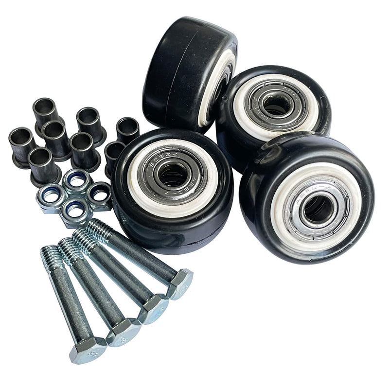  [AUSTRALIA] - Set of 4,1.5" Caster Wheels Accessories,Heavy Duty Rollers,No Noise PU Pulley,Compatible for Furniture/Dolly/Workbench/Industrial Equipment,Black 1.5",LBC 65 lbs X 4Pcs