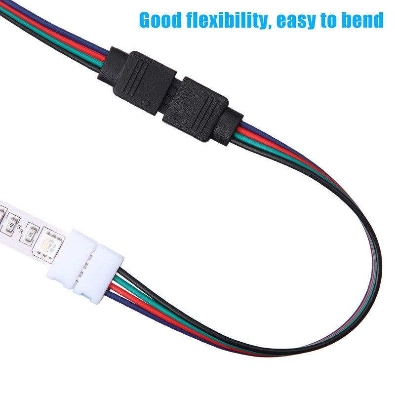  [AUSTRALIA] - 20 Pieces LED RGB Strip Light Connector Male and Female Connector Wire Cable 10 mm Wide Strip to Controller Adaptor with 10 Pieces Male 4 Pin Plugs for 5050 3528 RGB LED Light Strip