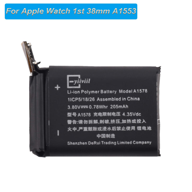 for Apple Watch 1st Generation 38mm A1553 Replacement Battery A1578 205mAh 0.78Whr 3.8V + Adhesive&Tools - LeoForward Australia