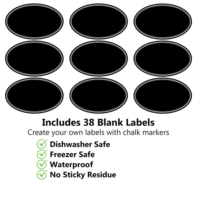 Hayley Cherie - 350 Printed Pantry Label Set - Heavyweight Vinyl Chalkboard - Oval Waterproof Stickers for Canisters, Kitchen Containers - Large Size 3" & Medium Size 2.5" - 33 Extra Blank Labels - LeoForward Australia