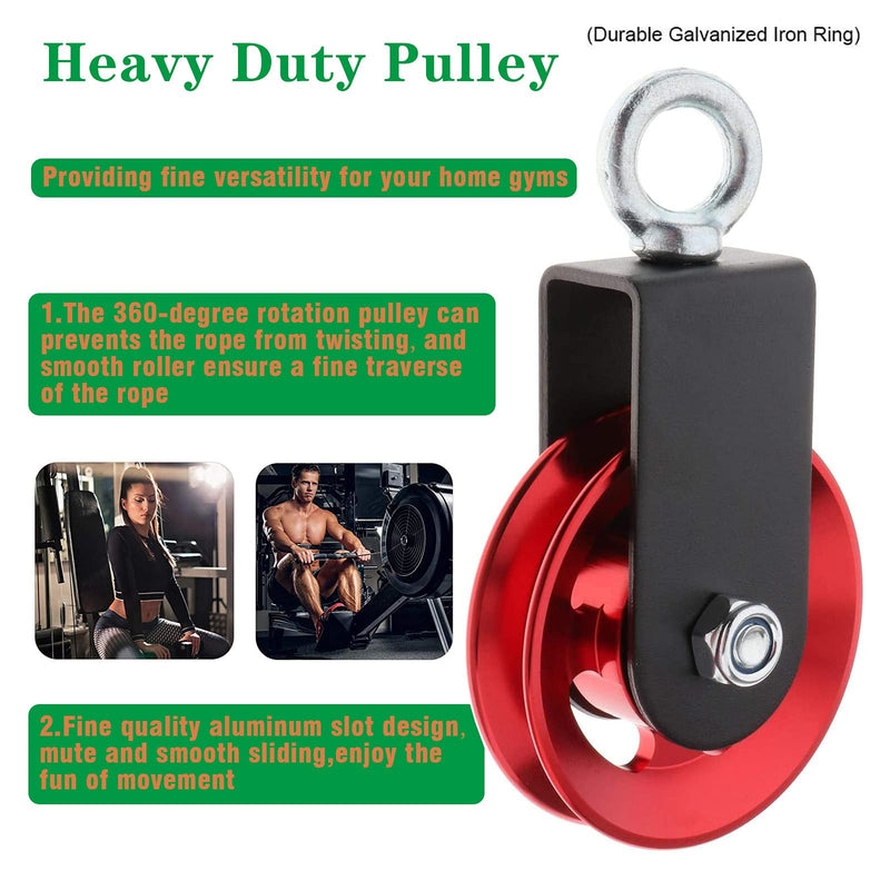  [AUSTRALIA] - Heavy Duty Lightweight Aluminum Cable Pulleys with Hanging Strap Kit,Snatch Block Pulley Wheel for Home Gyms LAT Pulley System DIY Attachment Home Accessories Red 1 Pack