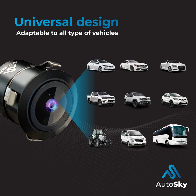  [AUSTRALIA] - AutoSky Reverse Backup Camera HD Wide View Angle Universal Car Front Side Rear View Camera - 2 Installation Option - Removable Parking Lines - Mirror or Non-Mirror Image