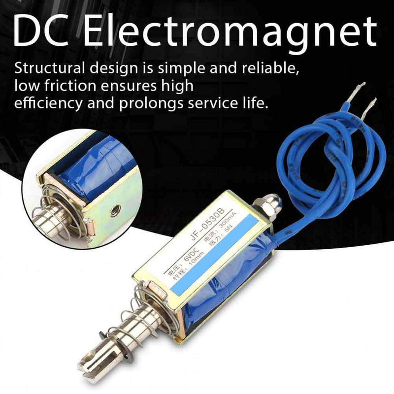  [AUSTRALIA] - Lifting Magnet 6V, Electromagnet Push Pull, JF-0530B DC 6V 12V Push Pull Type Frame DC Magnet Electromagnet 300mA 10mm (6V)