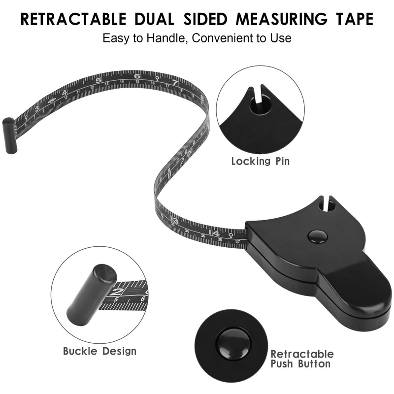  [AUSTRALIA] - Tape Measure Body Measuring Tape 60inch (150cm),Lock Pin and Push-Button Retract,Arms Chest Thigh or Waist Measuring Tape for Home Fitness Goals，Black