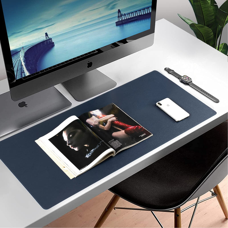 Leather Desk Pad,Wolaile 36x17 inch Large Mouse Pad,Waterproof Non-Slip Writing Desk Blotter,Computer Mat Desktop Protector for Office Home,Navy Blue Navy Blue - LeoForward Australia