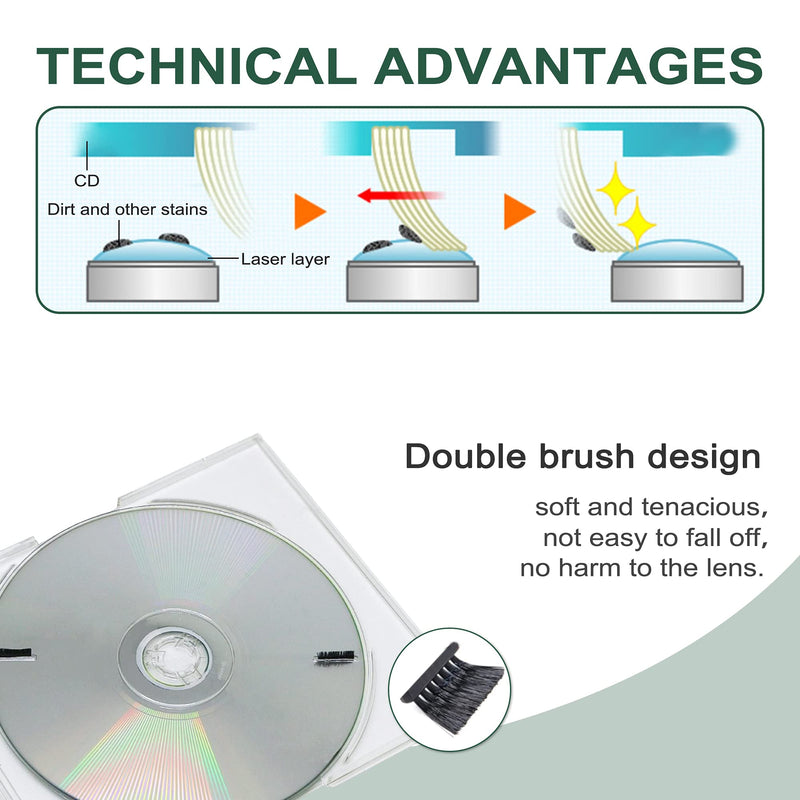 [AUSTRALIA] - CD/VCD/DVD Player Cleaner Kit, Laser Lens Cleaning Disc with Double Brush Cleaning System, Set 2