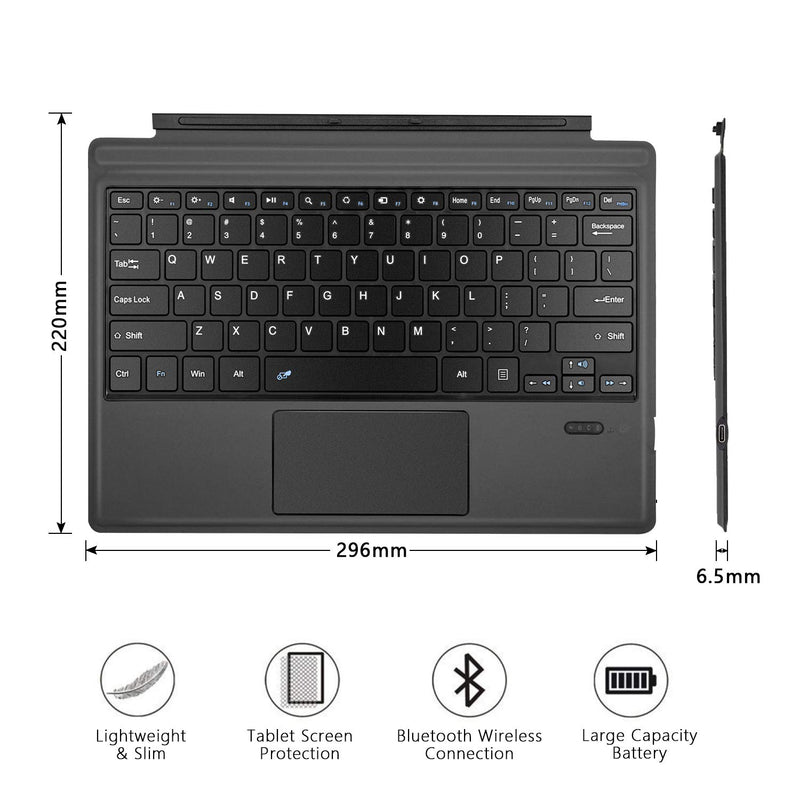 Tomsenn Surface Pro 6 Keyboard Type Cover with Touchpad (Wireless Bluetooth) 7-Color Backlit LED Lighting | Ultra Slim, Rechargeable, Travel Use | Lithium Ion Battery - LeoForward Australia