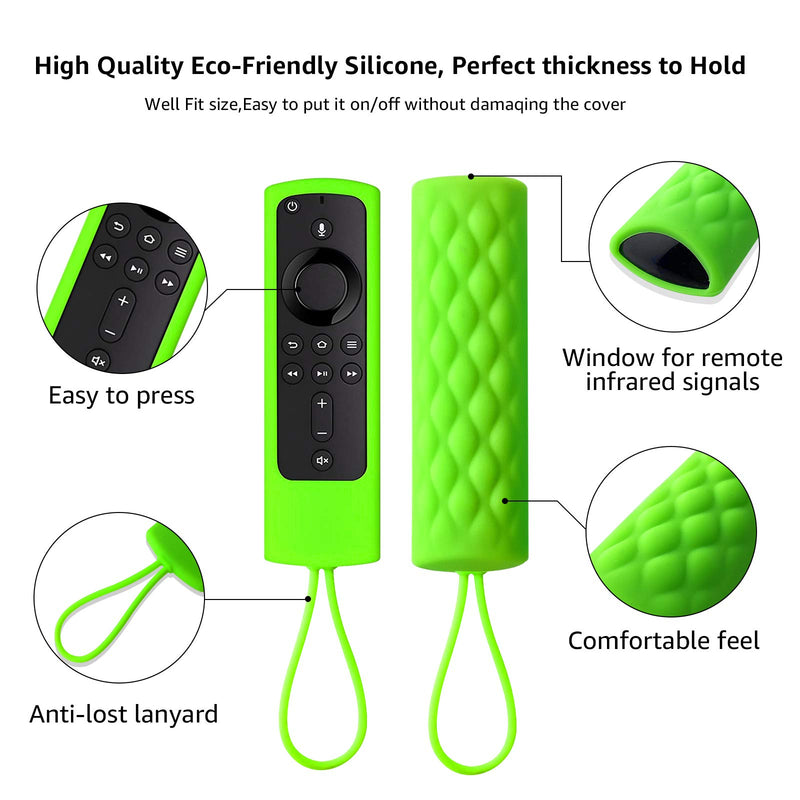 [2 Pack] Firestick Remote Cover，Silicone TV Remote Control Case for HD Streaming Devices | Stick 4K Max | FireStick 4K | Firestick Lite | (2018-2021) Release (Limegreen+DeepSkyBlue) - LeoForward Australia