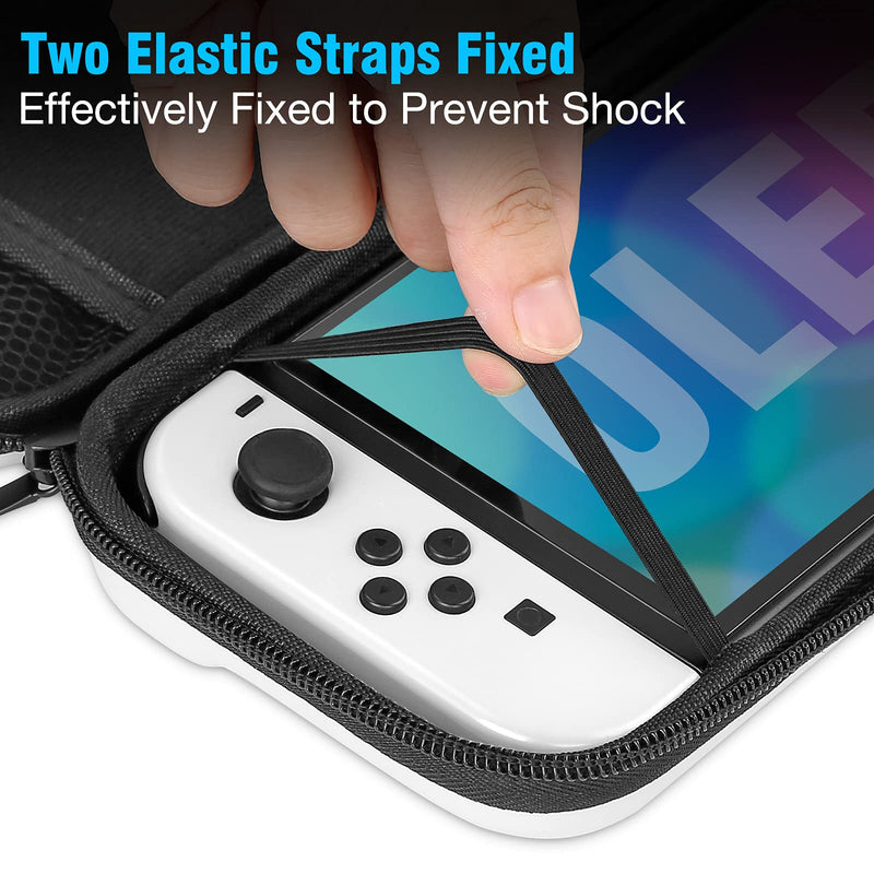  [AUSTRALIA] - HEYSTOP Switch OLED Case/Switch Case Compatible with Nintendo Switch OLED Model/Nintendo Switch, Portable Travel Carry Case for Nintendo Switch OLED Model with 8 Game Card Pockets (White)