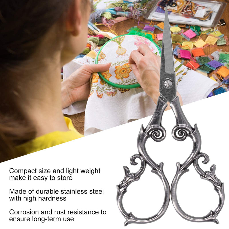  [AUSTRALIA] - Retro Scissors, European Stainless Steel Gourd Shape DIY Vintage Small Embroidery Cutting Tools for Embroidery Sewing Craft Art Work Everyday Use(GREY)