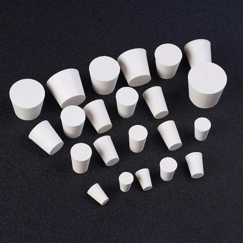  [AUSTRALIA] - 22 Pack 000# -7# White Solid Rubber Stoppers