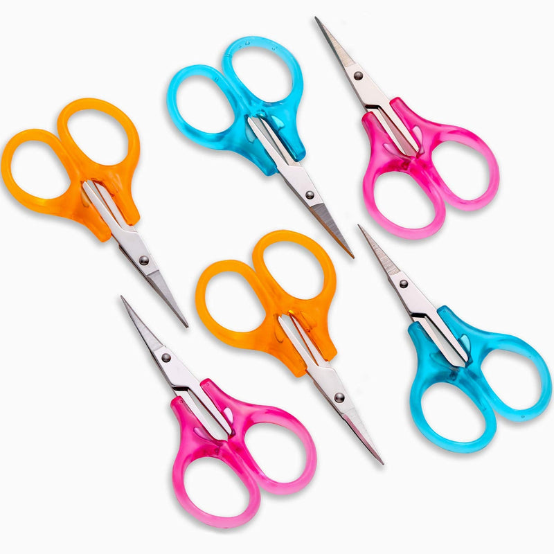  [AUSTRALIA] - Detail Craft Scissors Set Stainless Steel Scissors Straight Tip Scissors Curved Tip Scissors with Protective Cover for Facial Hair Trimming, Sewing, Crafting, DIY Projects (6 Pieces)