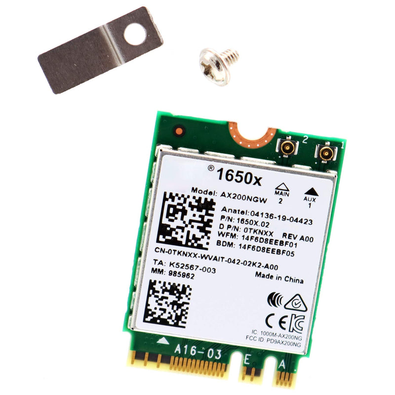  [AUSTRALIA] - Deal4GO AX200NGW 1650X 802.11ax 2.4Gbps Wi-Fi 6 M.2 NGFF Wireless WiFi Adapter w/Bluetooth 5.1 for Dell Alienware 13 R2 R3 15 R2/R3/R4 17 R3/R4/R5 AX200 0TKNXX TKNXX