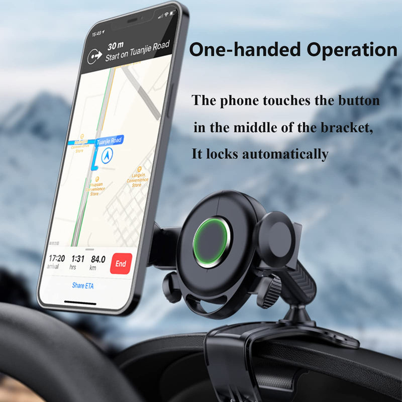  [AUSTRALIA] - CHDFKKD Car Phone Holder Mount, 360 Degree Rotation Cell Phone Holder for Car, Dashboard Clip Mount Car Phone Stand Compatible for 4.7 to 6.7 inch Smartphone (Black) Black