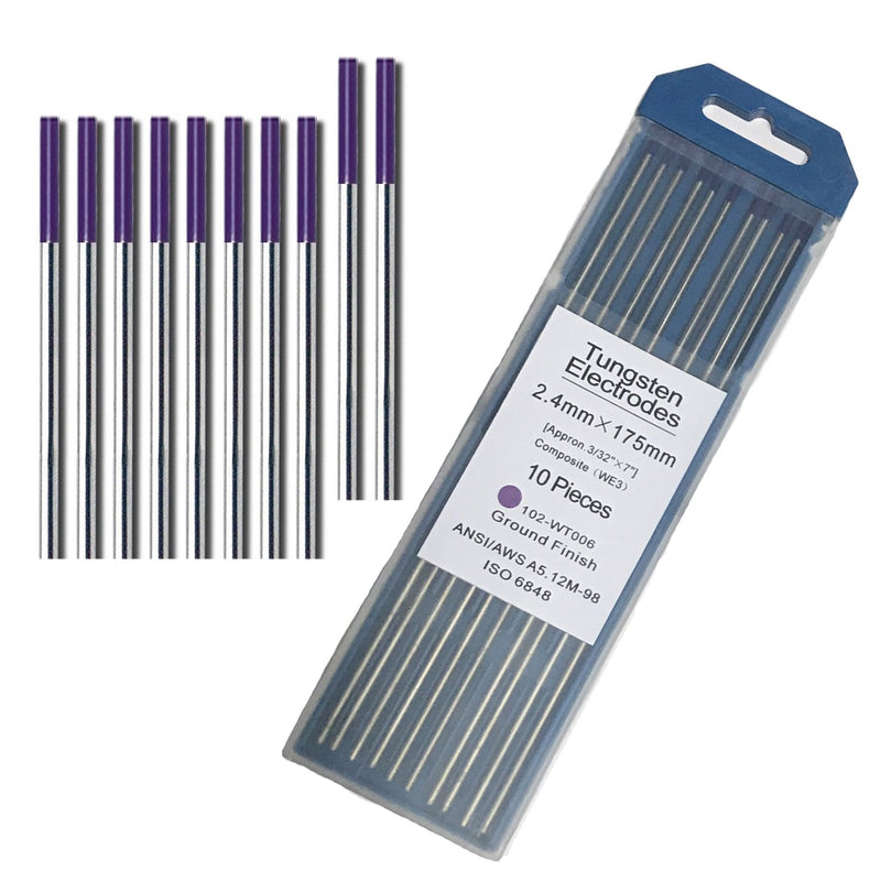  [AUSTRALIA] - Zinger TIG Welding Tungsten Electrodes Rare Earth Blend 3/32” x 7” 10-Pack Purple