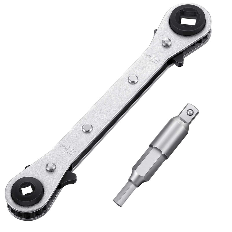 Mudder Ratchet Wrench Air Conditioner Ratcheting Service Wrench 3/16 Inch to 3/8 Inch with Hexagon Bit Adapter Kit for Refrigeration Equipment, Equipment Repair - LeoForward Australia
