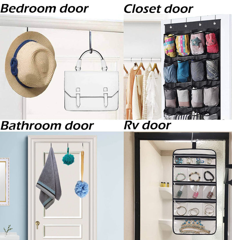  [AUSTRALIA] - MISSLO 4 Pack Metal Over The Door Hook for Hanging Towels Rack Heavy Duty Door Hanger Organizer for Hang Clothes Coats in Bathroom Bedroom