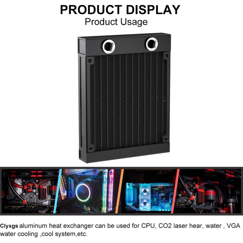  [AUSTRALIA] - Clyxgs Water Cooling Radiator, G1/4 Thread Heat Row Radiator 12 Pipe Aluminum Heat Exchanger Radiator for PC CPU Computer Water Cool System DC12V 120mm