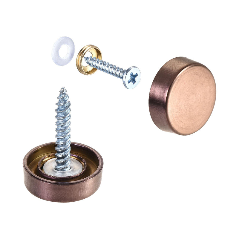  [AUSTRALIA] - uxcell Mirror Screws, 16mm/0.63", 20pcs Decorative Cap Fasteners Cover Nails, Wire Drawing, Rose Gold 304 Stainless Steel