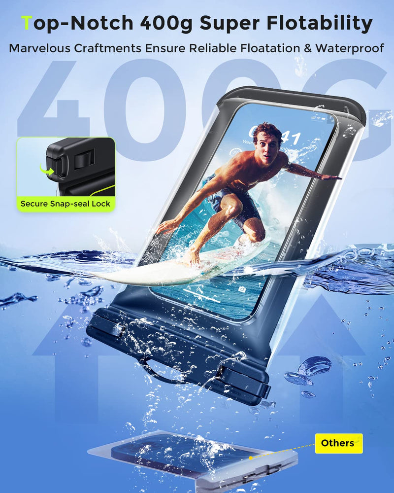  [AUSTRALIA] - Humixx Universal Waterproof Phone Pouch [Sponge Float + Touchscreen Underwater] IP68 Waterproof Phone Case for Beach Underwater Floating Cell Phone Dry Bag with Lanyard, Fits All Phones Up to 8.0"