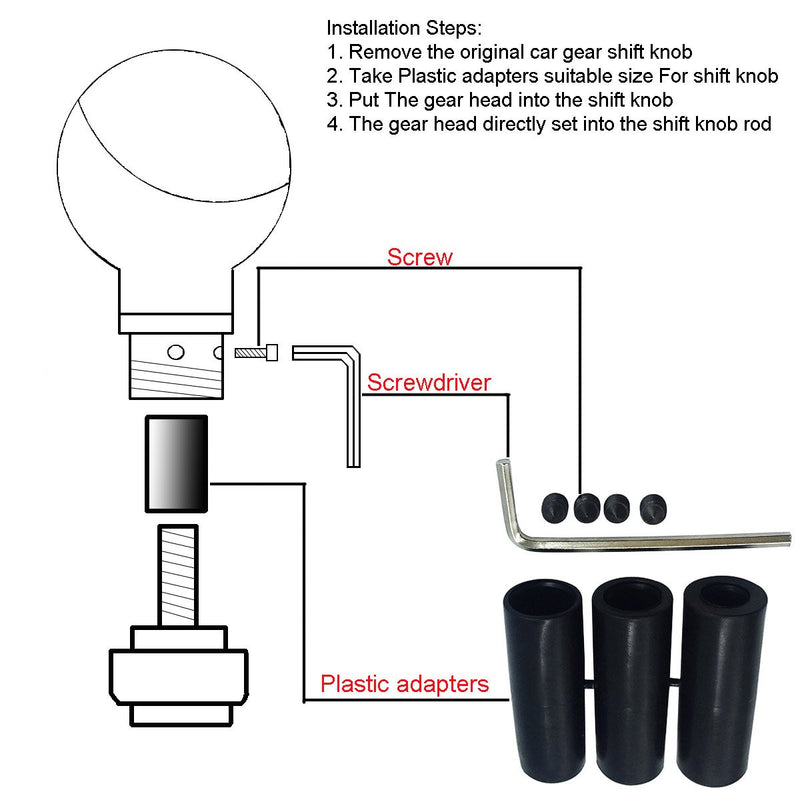  [AUSTRALIA] - Abfer Car Stick Shift Knob Globe Shape 5 Speed Shifter Knob Replacement Fit Most Universal Vehicles (Red) Red