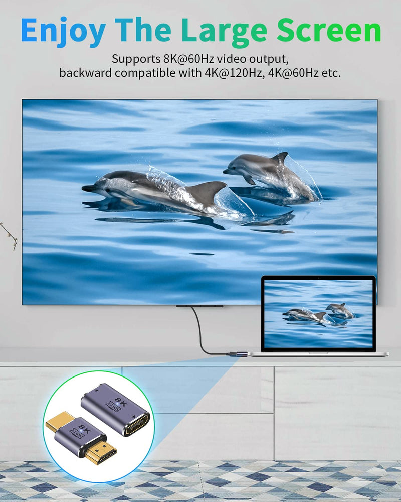  [AUSTRALIA] - Duttek 8K HDMI2.1 Adapter, 48Gbps UHD HDMI Male to Male Adapter and HDMI Female to Femlae Coupler Adapter Connector Supports 8K@60Hz Video for DVD,TV, Monitors (2 Pack) Male to Male and Female to Female