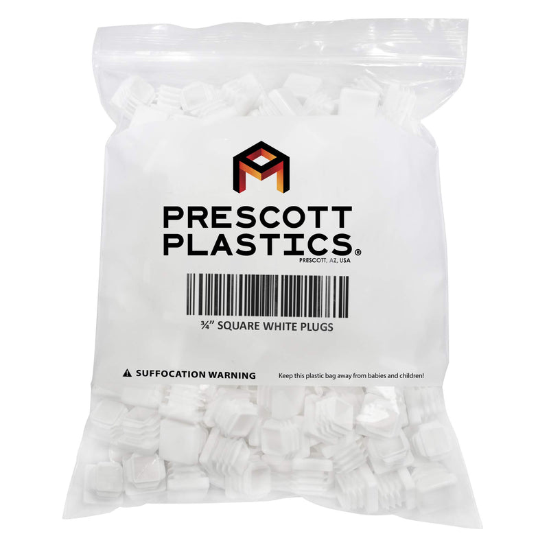 Prescott Plastics 0.75" Inch Square Plastic Plug Insert (10 Pack), white End Cap for Metal Tubing, Fence, Glide Insert for Pipe Post, Chairs and Furnitures .75" (3/4") OD - LeoForward Australia