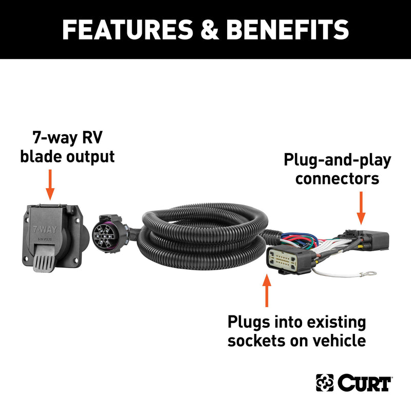  [AUSTRALIA] - CURT 56431 Vehicle-Side Custom RV Blade 7-Pin Trailer Wiring Harness, Select Ford Ranger