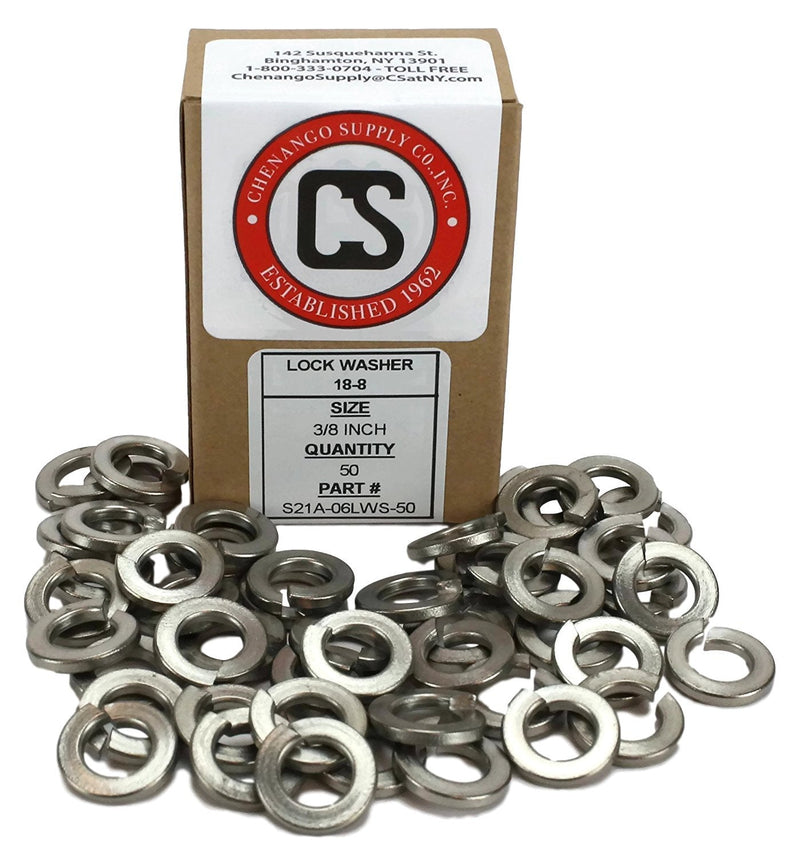  [AUSTRALIA] - Chenango Supply Stainless 3/8 Lockwashers, 304 Stainless Steel, 50 Pieces (3/8 LOCKWASHER) 3/8 LOCKWASHER