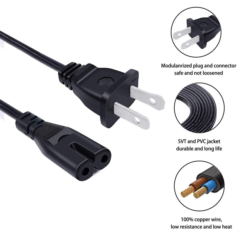 UL Listed 8ft AC Printer Power Cord for HP OfficeJet Pro 8025 5212 6978 3830 5255 9015 4650 9025 8710 8720 6968 8610 Photosmart 5510 5520 6510 Printer Replacement 2 Prong AC Power Cord Cable - LeoForward Australia