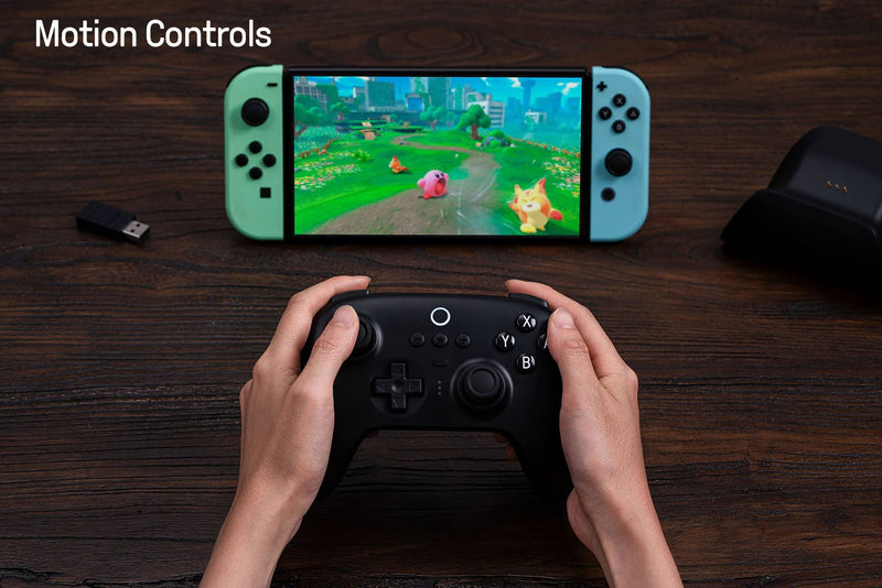  [AUSTRALIA] - 8Bitdo Ultimate Bluetooth Controller with Charging Dock, 2.4g Wireless Pro Gamepad with Back Buttons, Hall Joystick, Motion Controls and Turbo Function for Switch, Steam Deck & PC Windows (Black) Black