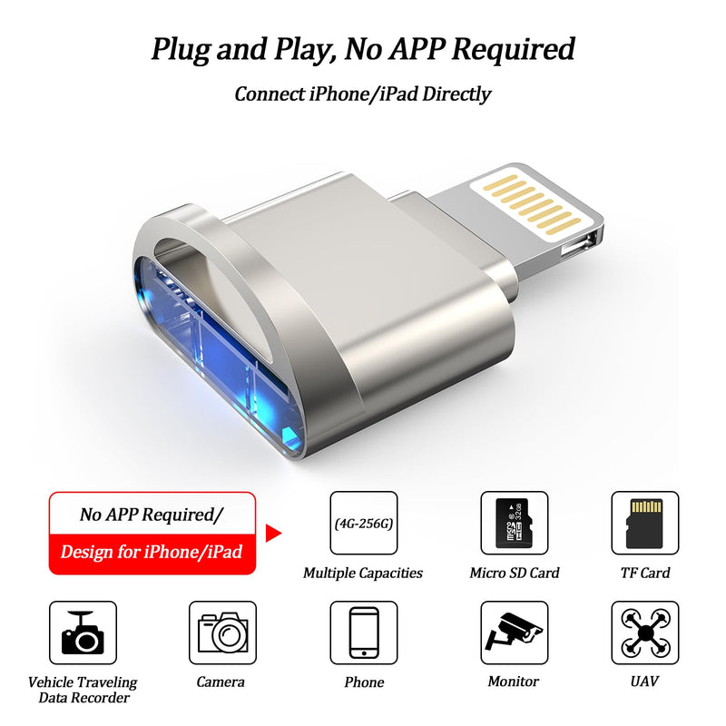  [AUSTRALIA] - [Apple MFi Certified] Micro SD Card Reader for iPhone,Lightning to Micro SD/TF Card Reader Viewer Micro SD Card Adapter for iPhone 14/13/12/11/XS/XR/X/8/7/iPad,Support iOS 16 and exFAT & FAT32, Gold