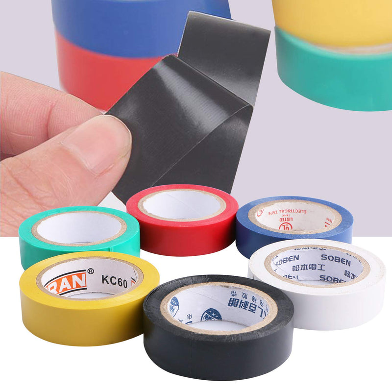  [AUSTRALIA] - Pasow 6 pcs General Purpose Electrical Tape PVC Electrical Wire Insulating Tape Assorted Colors