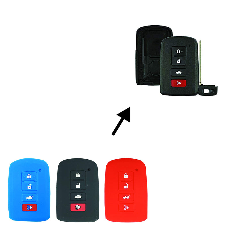  [AUSTRALIA] - BAR Autotech Remote Key Silicone Rubber Keyless Entry Shell Case Fob and Key Skin Cover 4 Buttons Fit For 2012 2013 2014 2015 2016 Toyota Avalon Camry Corolla RAV4 Highlander (Black) 1. Black/Black