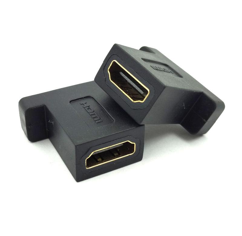  [AUSTRALIA] - HDMI Coupler Adapter Connector, Poyiccot (2-Pack) Golden Plated HDMI Female to Female Inline Straight Coupler with Screw Panel Black