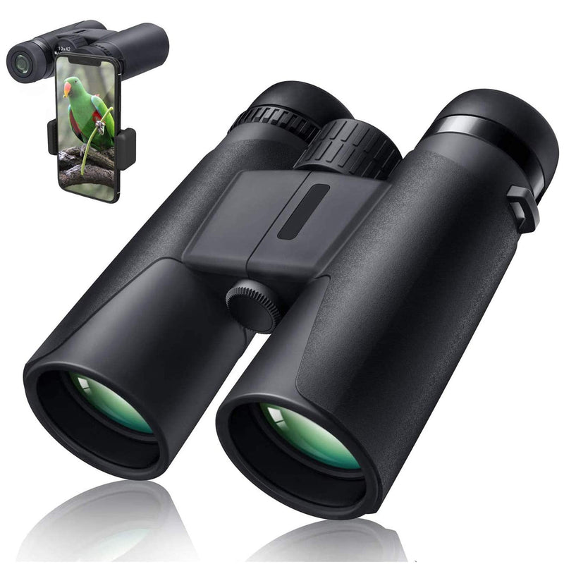  [AUSTRALIA] - 10X42 Professional Binoculars with Smartphone Adapter, Compact Waterproof Low Night Vision Binoculars for Adult Birds Watching Hunting Concert Travel