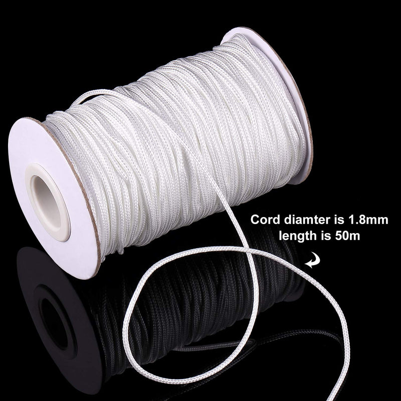  [AUSTRALIA] - 100 Pieces Clear Roman Curtain Rings Blind Roman Ring and 55 Yards Roman Blind Cord 8-13 mm Transparent Plastic Rings 1.8 mm White Braided Lift Shade Cord for DIY Roman Curtains