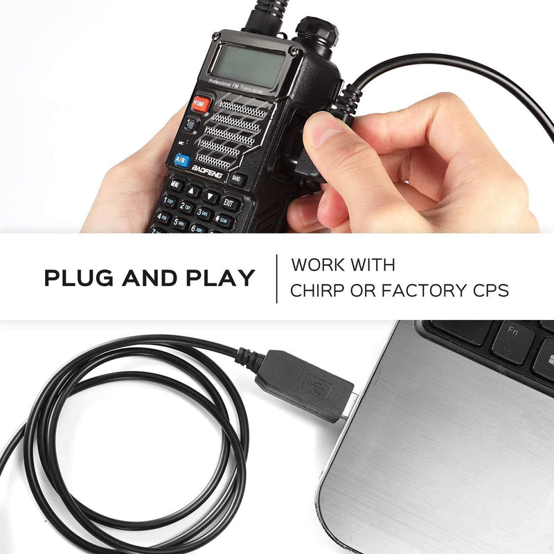 LUITON FTDI USB Programming Cable, Plug and Play, Compatible with Most Analog Two Way Radios with 2-Pin K Plug - LeoForward Australia